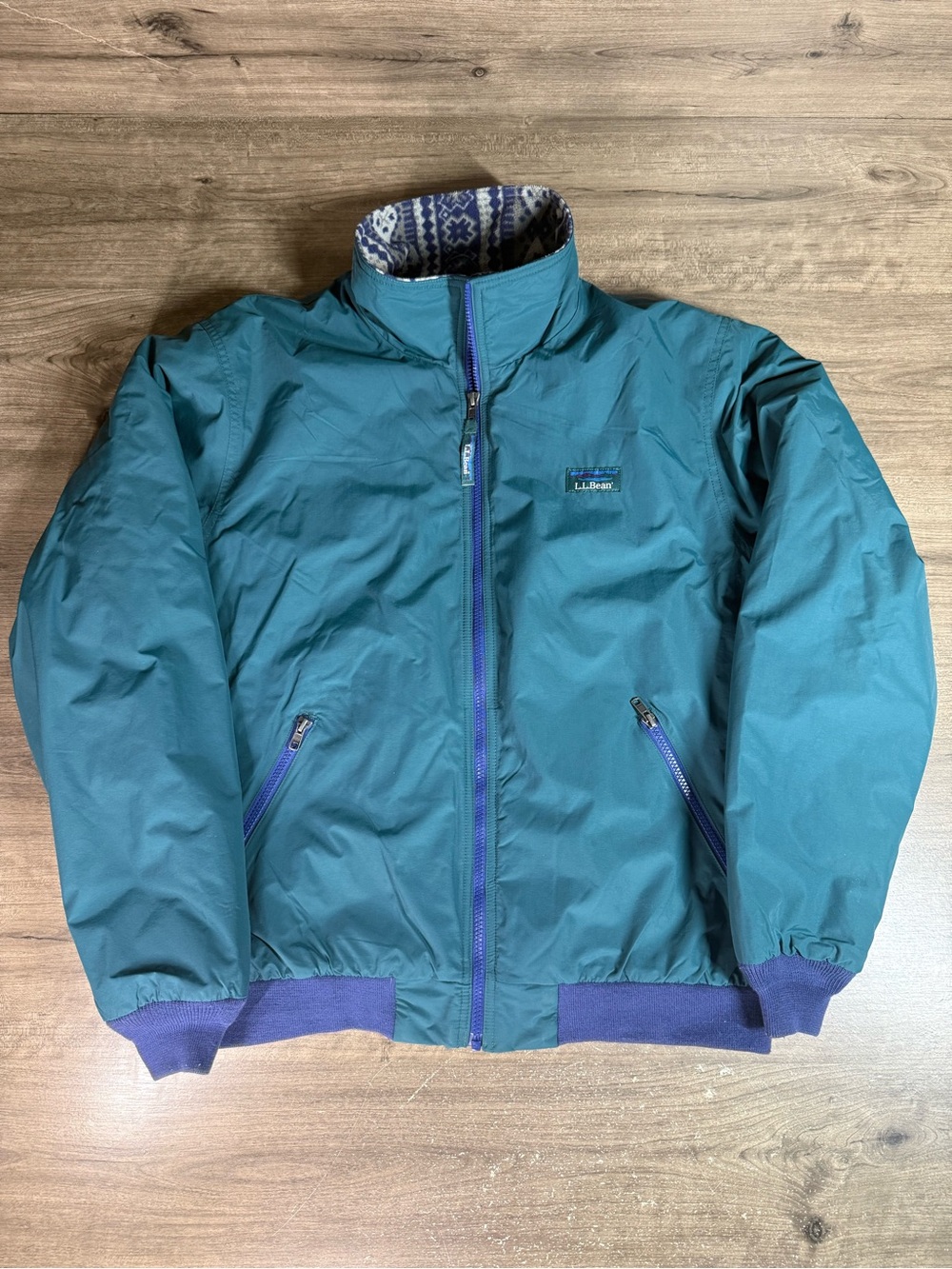 Vintage L.L. Bean Warm-Up Jacket Mens M Teal Katahdin Fleece 3M Thinsulate